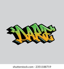 dare graffiti vektormarkieren Buchstabenwort Text Street Art