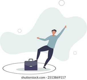 dare to walk your own way or manage to exit from routine job to start new business journey concept.flat design with people.