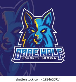 Dare Wolf Mascot Gaming Logo