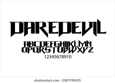 Daredevil font for logo and headline. Isolated vector typeset