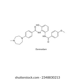 Darexaban flat skeletal molecular structure Factor XA inhibitor drug used in risk of thrombosis treatment. Vector illustration.