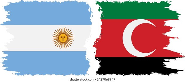 Darfur and Argentina grunge flags connection, vector