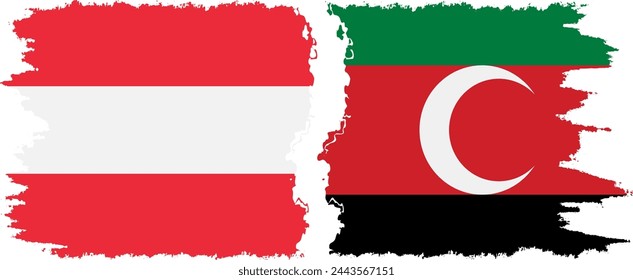 Darfur y Austria grunge banderas de conexión, vector