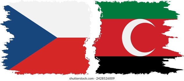 Darfur y las banderas de grunge checo conexión, vector
