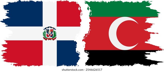 Darfur and Dominican Republic grunge flags connection, vector