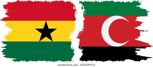 Darfur and Ghana grunge flags connection, vector