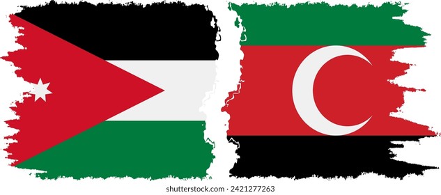 Darfur and Jordan grunge flags connection, vector