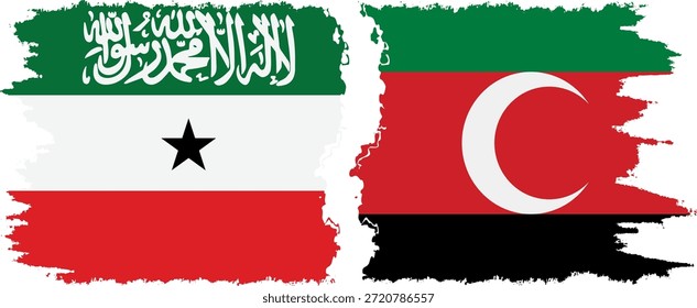 Darfur and Somaliland grunge flags connection, vector