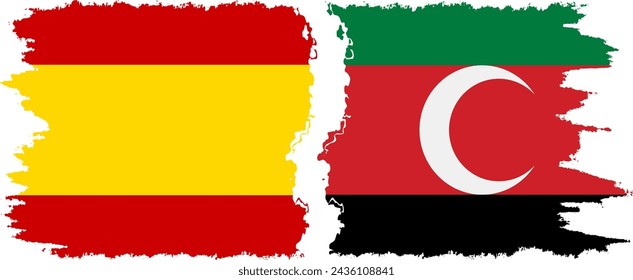 Darfur and Spain grunge flags connection, vector