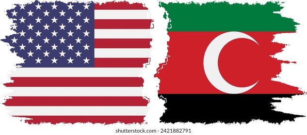 Darfur and USA grunge flags connection, vector