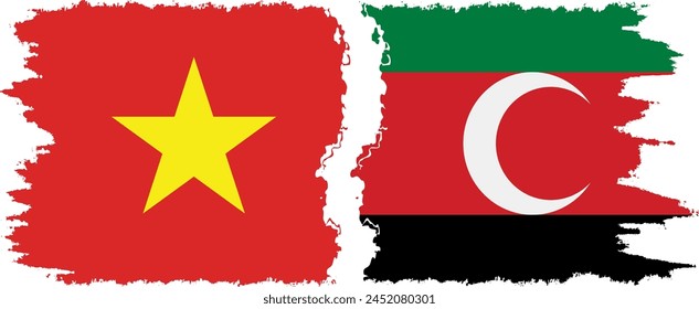 Darfur and Vietnam grunge flags connection, vector