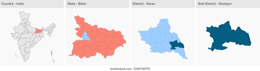 Mapa de Dariapur (Distrito de Saran, Estado de Bihar, República de la India) , Distrito de Saran, Estado de Bihar, República de la India, Gobierno de Bihar, Territorio de la India, India oriental, política, aldea, turismo
