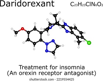 Daridorexant Chemical Formula And Molecular Structure; Daridorexant Is A Drug Used To Treat Insomnia; Daridorexant Is A Dual Orexin Receptor Antagonist