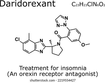 Daridorexant Chemical Formula And Molecular Structure; Daridorexant Is A Drug Used To Treat Insomnia; Daridorexant Is A Dual Orexin Receptor Antagonist