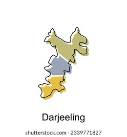 Darjeeling City of India mapa de ilustración vectorial, plantilla vectorial con diseño de esbozo gráfico