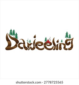 Darjeeling colorful creative typography text effect vector illustration on black background