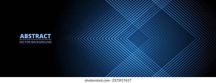 Dark 3d abstract modern background with blue glowing stripes. Futuristic technology concept design for banner, backdrop, wallpaper, cover, presentation background. Vector illustration