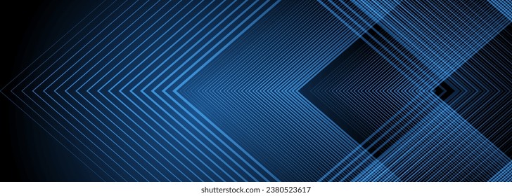 Oscuro fondo moderno 3d abstracto con rayas azules brillantes. Diseño de concepto de tecnología futurista para banner, fondo, fondo de pantalla, portada, fondo de presentación. Ilustración del vector
