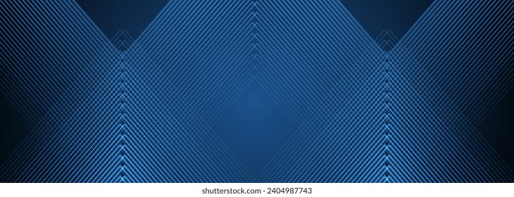Oscuro fondo moderno 3d abstracto con rayas azules brillantes. Diseño de concepto de tecnología futurista para banner, fondo, fondo de pantalla, portada, fondo de presentación. Ilustración del vector