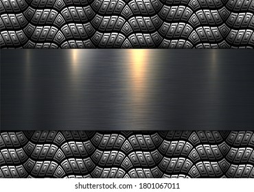 Dark 3D background, metallic old structure, interesting vector illustration.