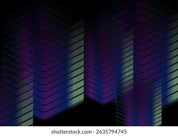 Dunkle 3D-Blöcke mit Glaseffekt auf schwarzem Hintergrund. Geometrisches Vektordesign