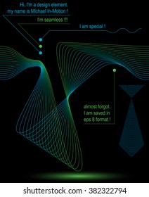 Dark 3d dynamic decoration, clear eps8 vector illustration, insightful aerial seamless background. Wavy isolated elements,?? necktie.