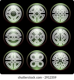 Dark 3d Glass buttons celtic