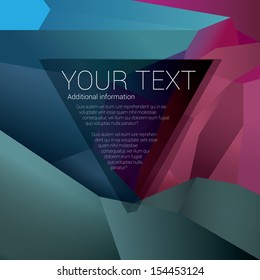 Dark 3d opaque triangle with geometric colorful background for universal use