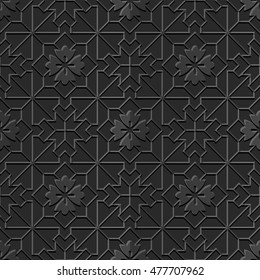Dark 3D paper art 501 check square cross geometry flower
