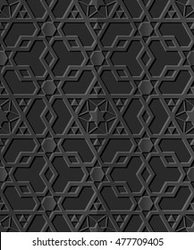 Dark 3D paper art 514 Islamic geometry cross polygon star

