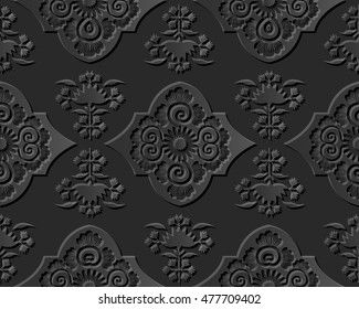 Dark 3D paper art 515 oriental curve spiral flower kaleidoscope


