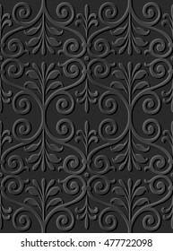 Dark 3D paper art 527 spiral curve cross vintage leaf
