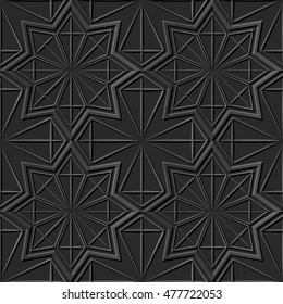 Dark 3D paper art 548 star polygon geometry cross line

