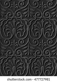 Dark 3D paper art 551 vintage curve spiral cross frame

