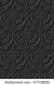 Dark 3D paper art 569 vintage curve spiral cross leaf flower vine
