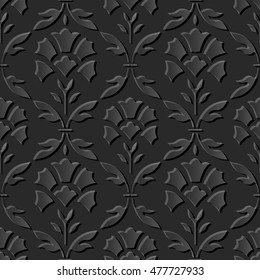Dark 3D paper art 570 curve cross leaf flower

