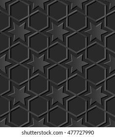 Dark 3D paper art 577 polygon cross star frame
