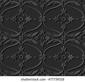 Dark 3D paper art 598 curve cross leaf vine flower

