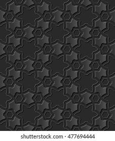 Dark 3D paper art Islamic star polygon geometry cross
