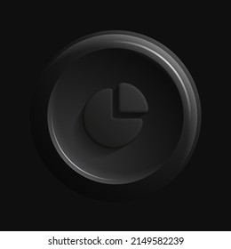 Dark 3D Round Graph Icon. Vector illustration