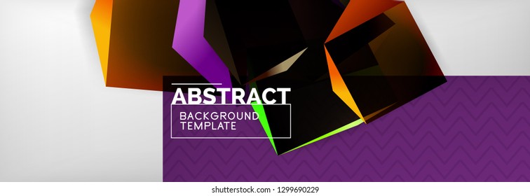 Dark 3d triangular low poly shapes abstract background, vector minimal geometric poster design