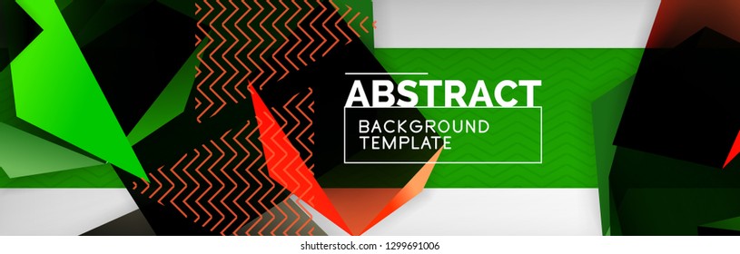 Dark 3d triangular low poly shapes abstract background, vector minimal geometric poster design