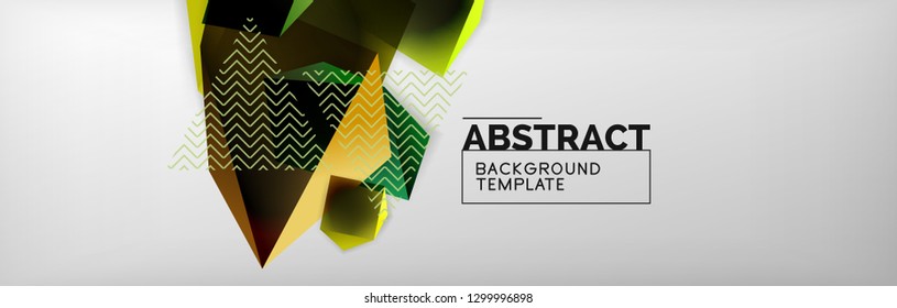 Dark 3d triangular low poly shapes abstract background, vector minimal geometric poster design