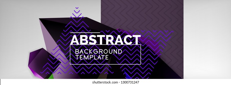 Dark 3d triangular low poly shapes abstract background, vector minimal geometric poster design