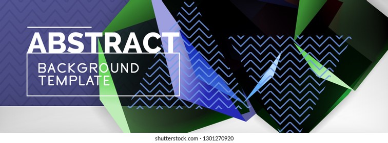 Dark 3d triangular low poly shapes abstract background, vector minimal geometric poster design
