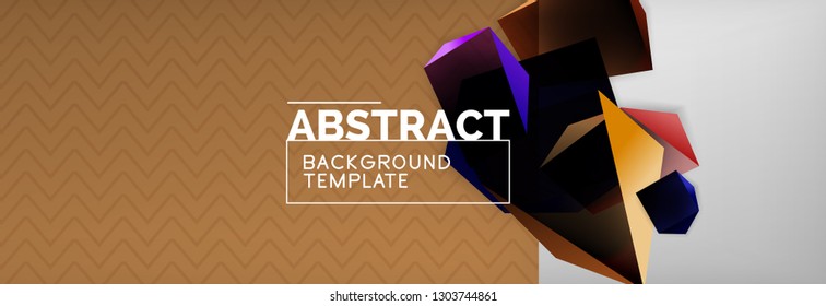 Dark 3d triangular low poly shapes abstract background, vector minimal geometric poster design