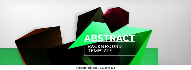 Dark 3d triangular low poly shapes abstract background, vector minimal geometric poster design