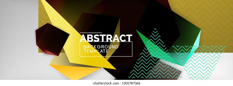 Dark 3d triangular low poly shapes abstract background, vector minimal geometric poster design