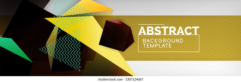 Dark 3d triangular low poly shapes abstract background, vector minimal geometric poster design