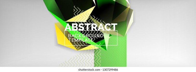 Dark 3d triangular low poly shapes abstract background, vector minimal geometric poster design